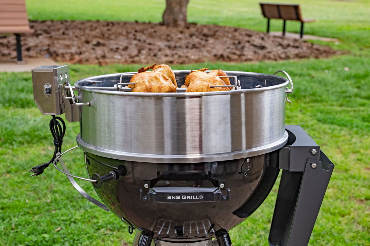 Kettle Ring Rotisserie Kit made to fit perfectly on top of our 22