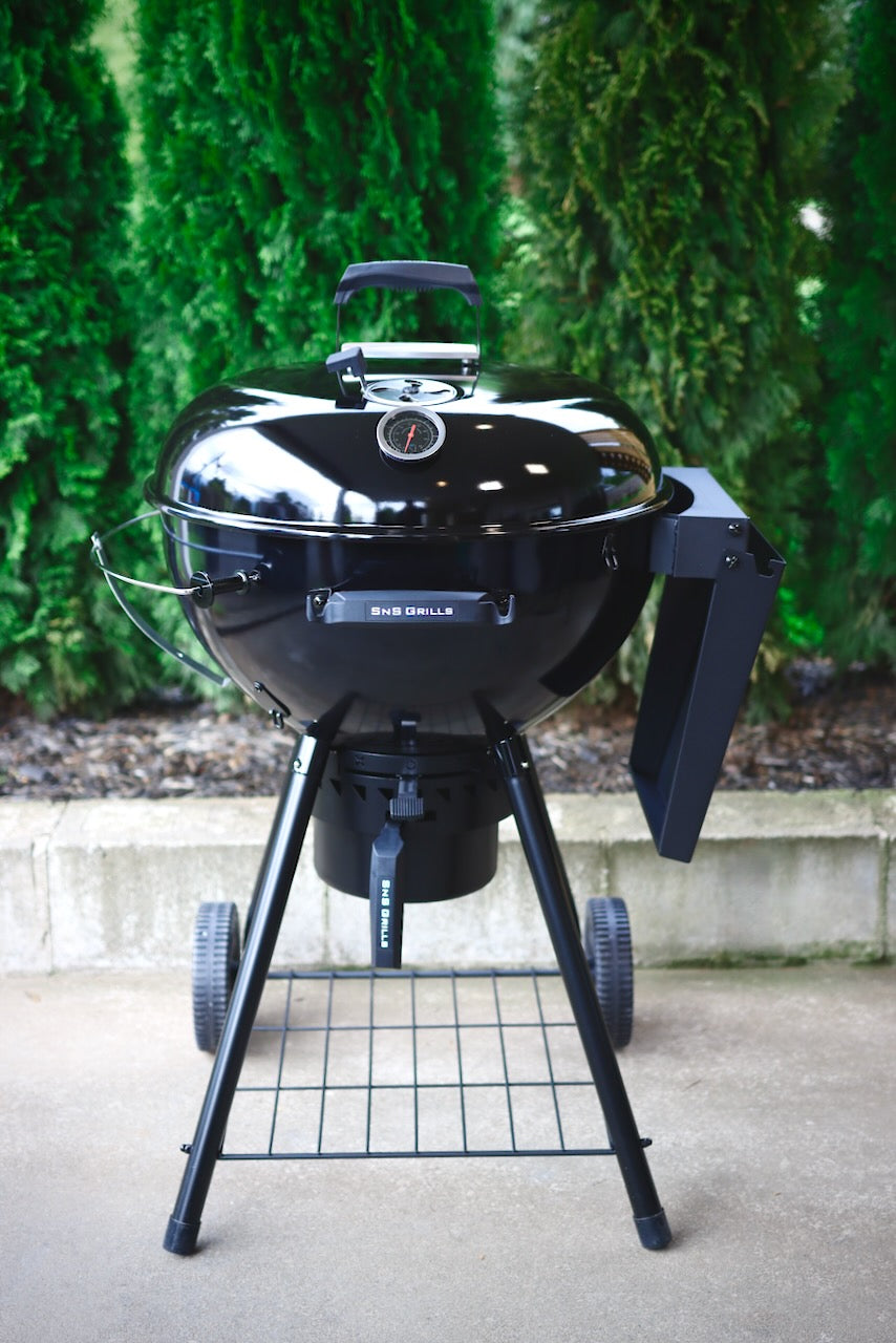 SnS Grills 22" Black Edition Kettle w/ Side Shelf