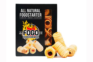 All Natural FOGOstarters are made from sustainable harvested Aspen wood and all natural vegetable wax. Burns hot and long thanks to it's unique design that promotes airflow and funnels oxygen to the flame to light your charcoal quickly. 