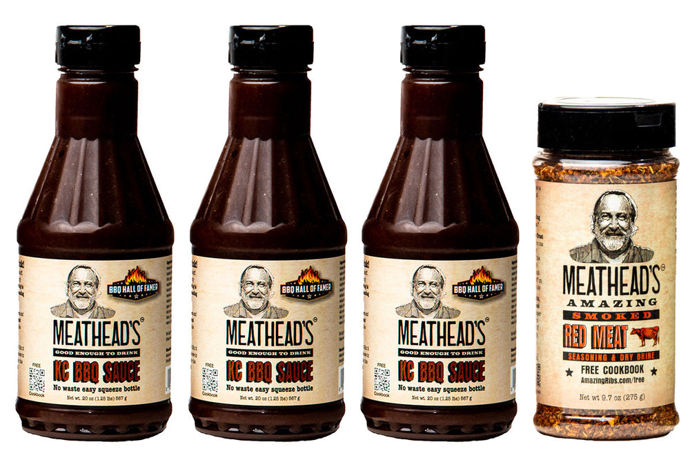 This bundle makes it easy for you to purchase three bottles of "Meathead's Amazing" 'Good Enough to Drink' KC BBQ Sauce along with your choice of one bottle of "Meathead's Amazing" Seasonings & Dry Brine. | Amazing Ribs | SnS Grills